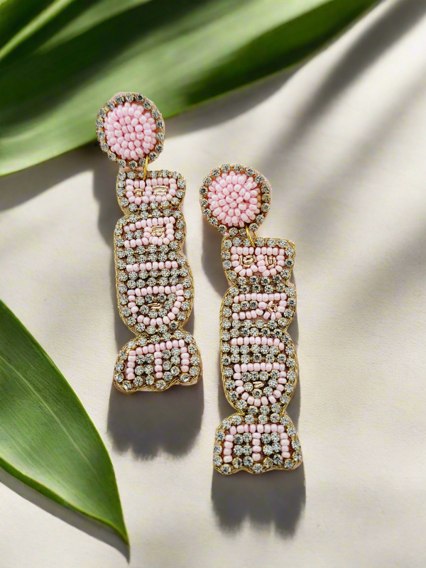 "Bride" Beaded Drop Earrings