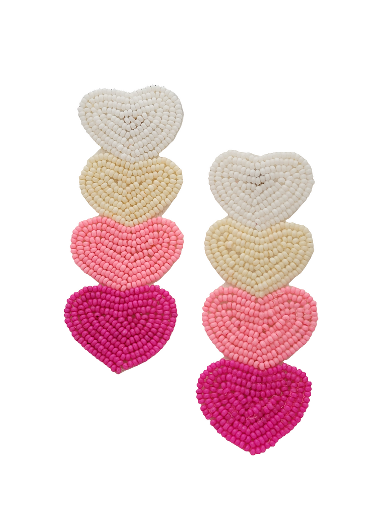 Stacked Heart Beaded Earrings