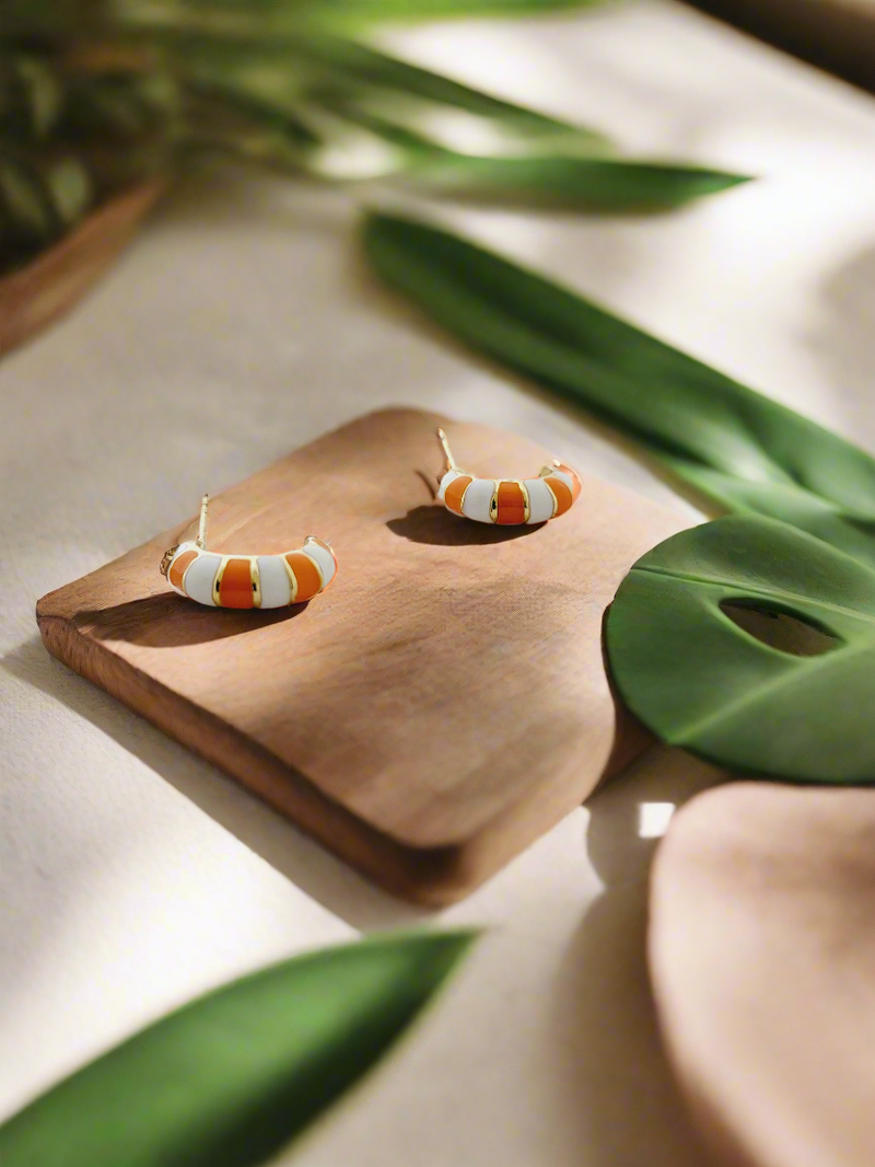 Color block enamel studs