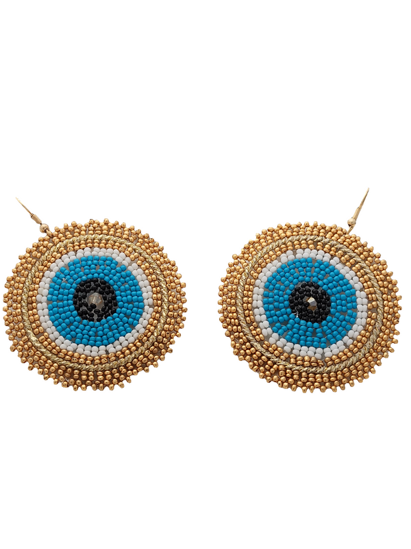 Evil Eye Beaded Circle Earrings