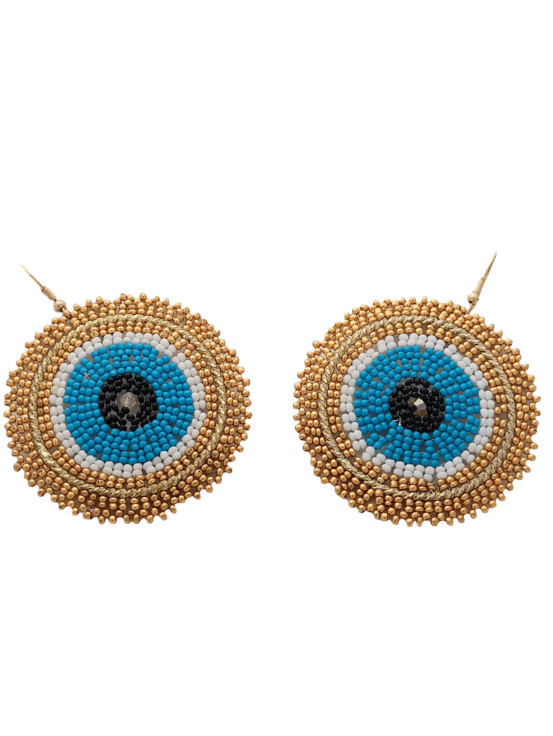 Evil Eye Beaded Circle Earrings