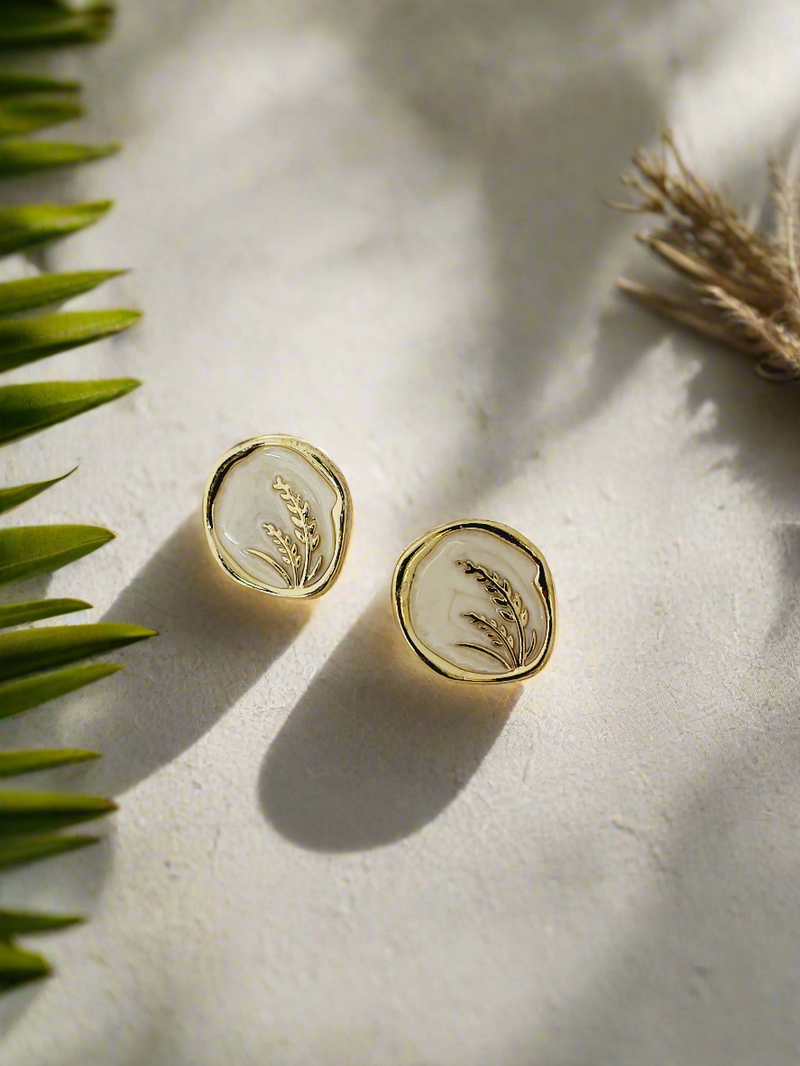 Gold and Enamel  Stud Earrings