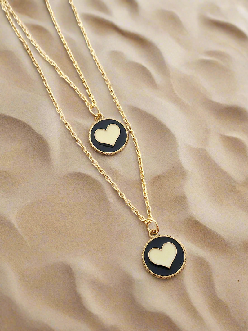 Double layered Heart charm necklace