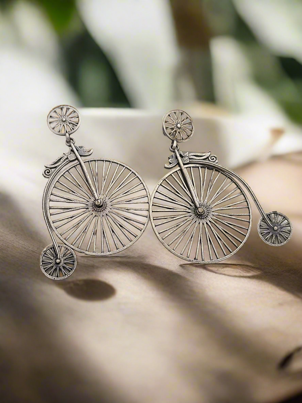 Oxidized Bicycle earrings