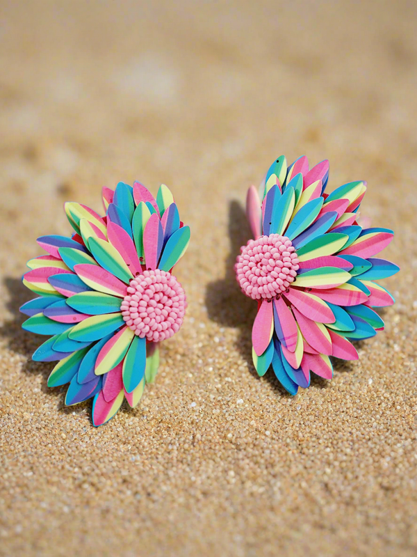 Rainbow Petal Flower Earrings