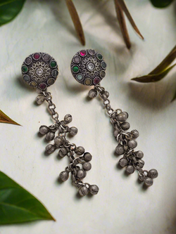 Oxidized multi color earrings with hanging Ghunghroo