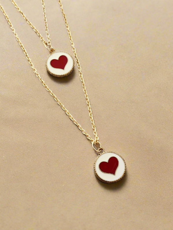 Double layered Heart charm necklace