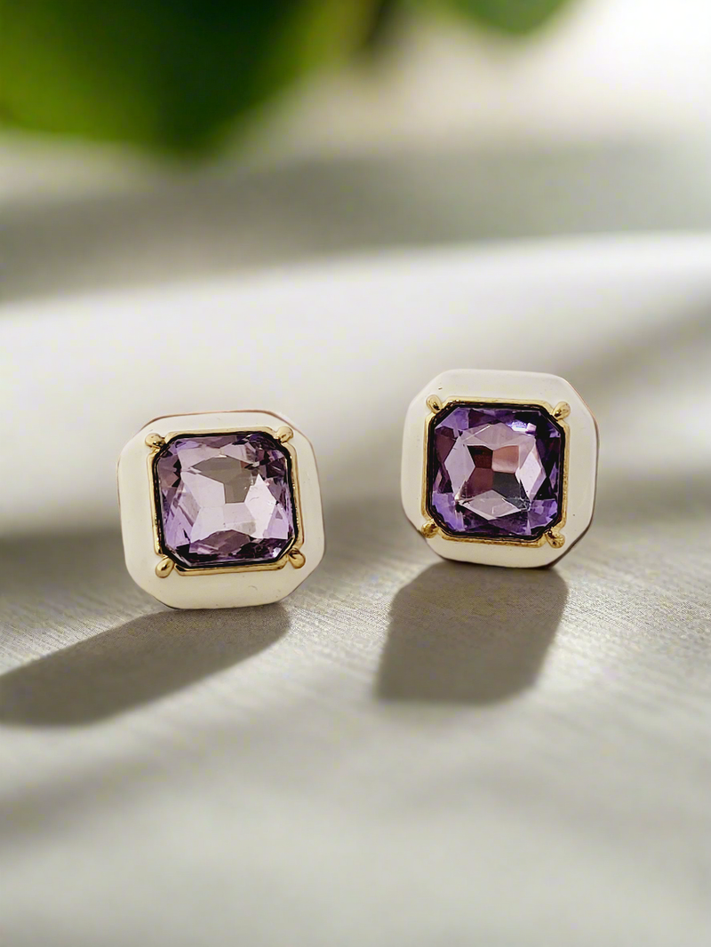 Artisan Color Stone & Enamel Stud Earrings