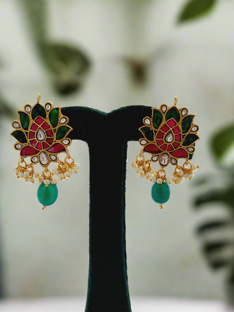 Lotus Kundan Earrings