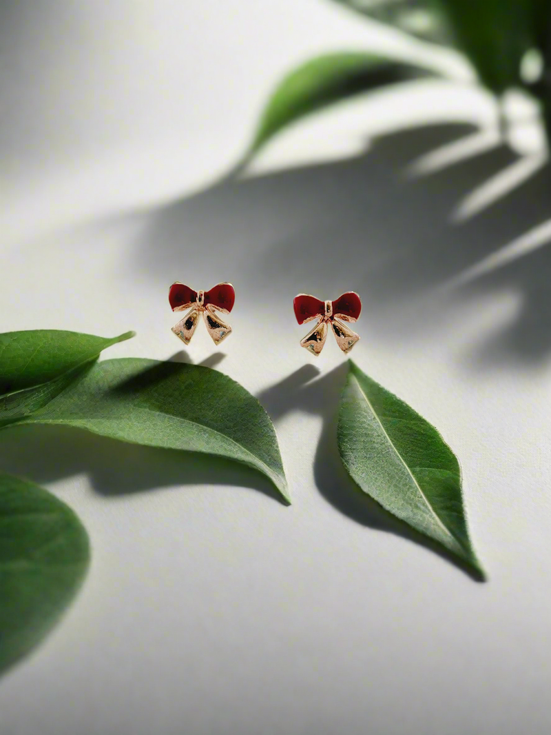 Delicate Enamelled Mini Bow studs