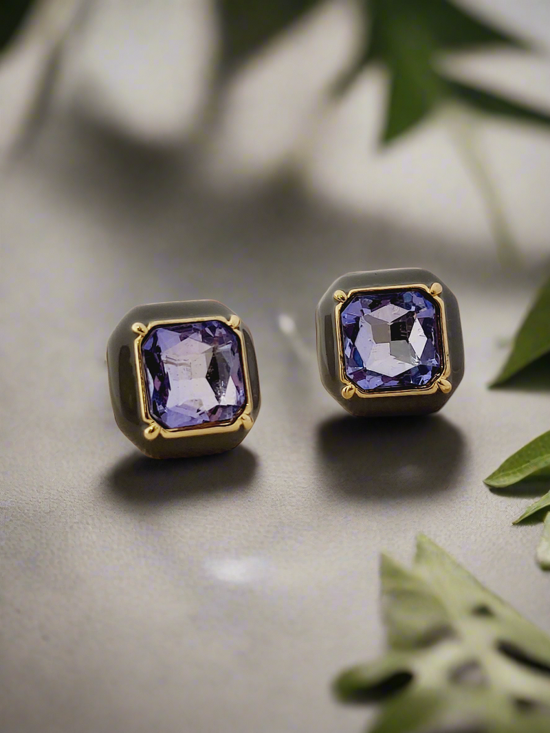 Artisan Color Stone & Enamel Stud Earrings