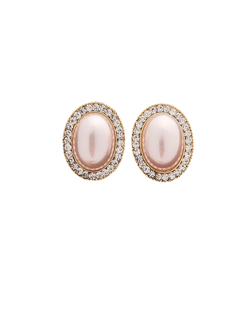 Classic pearl studs with diamonds