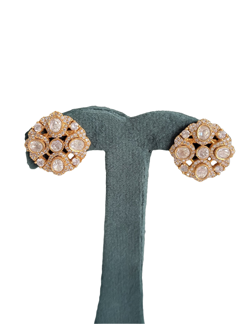 REGAL VICTORIAN STYLE STUDS WITH KUNDAN & DIAMONDS