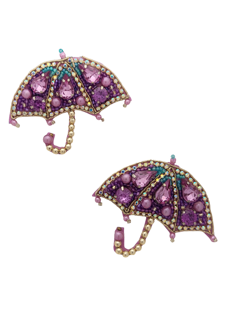 Umbrella Beaded and Embellished Earrings