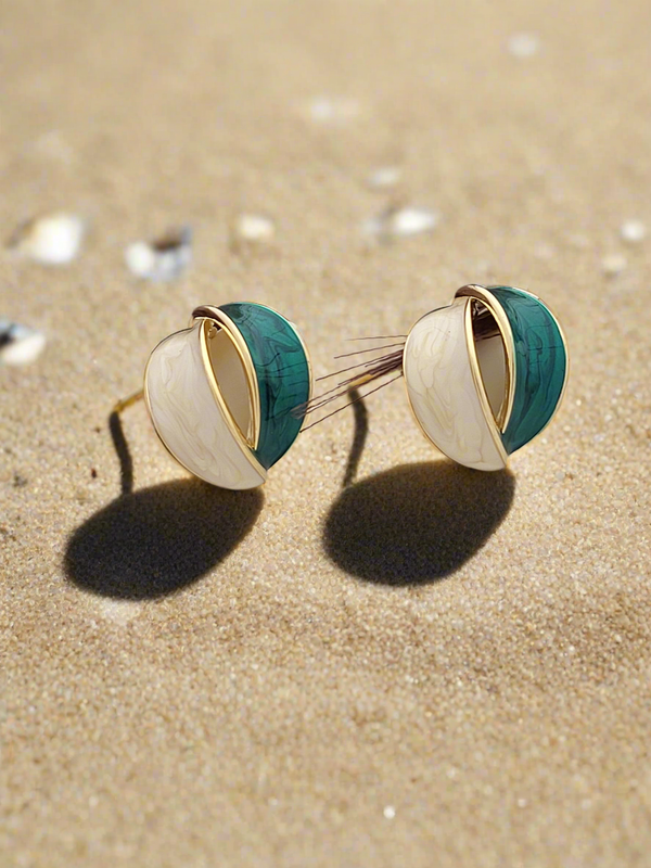 Elegant Dual-Tone Enamel Stud Earrings