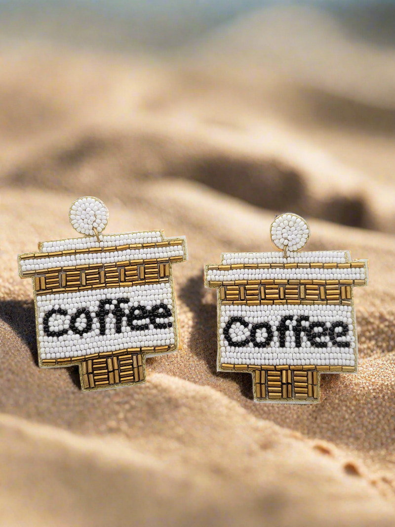 "Coffee" Beaded Dangle Earrings