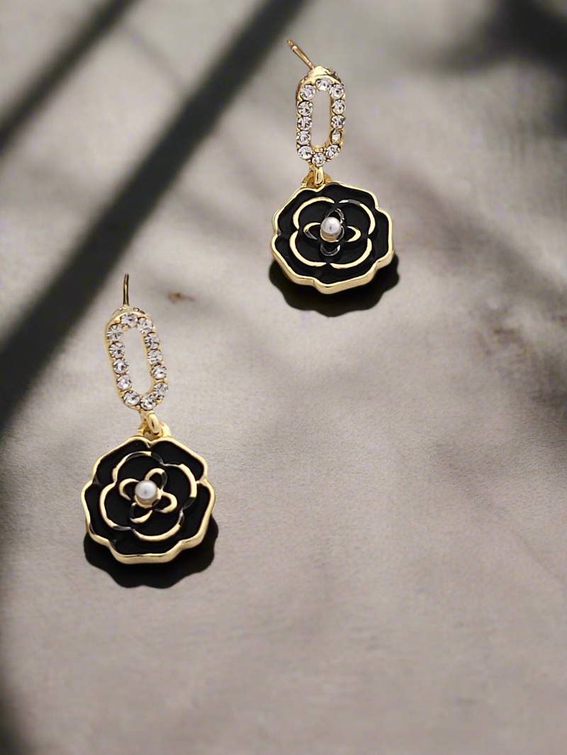 Enamel Flower drop earrings