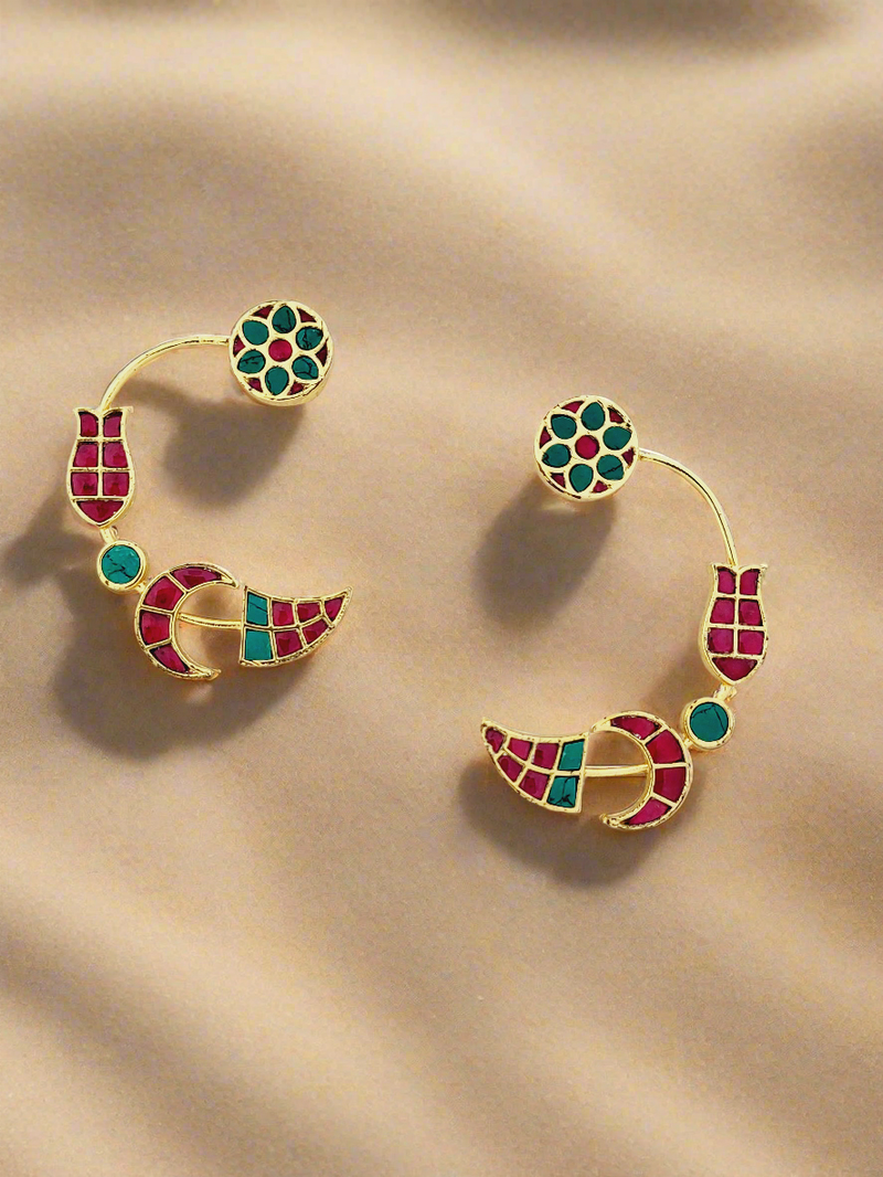 Polki-Style Crescent Earrings