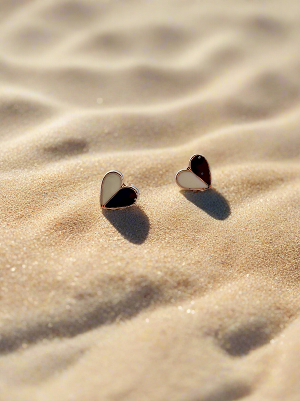 Two-Tone Enamelled Heart Mini studs