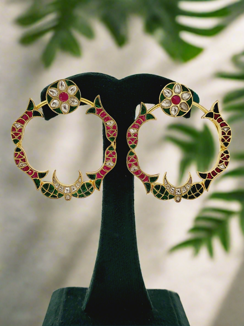 Pachi Kundan Colored Stone Hoop Earrings