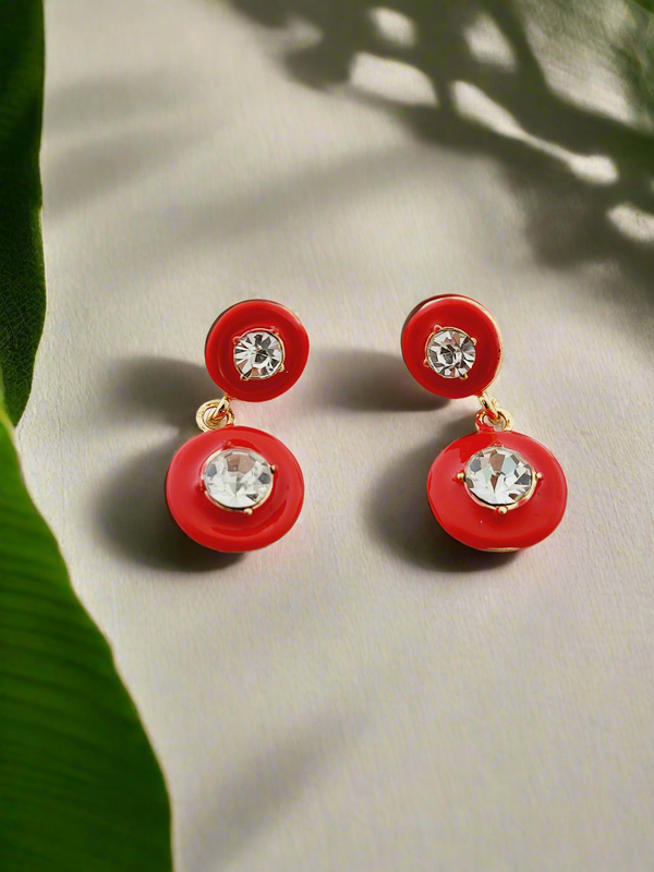 Enamel & Crystal Drop Earrings