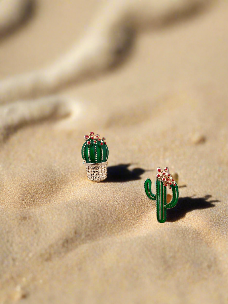 Cactus Bloom Mismatched Stud Earrings.