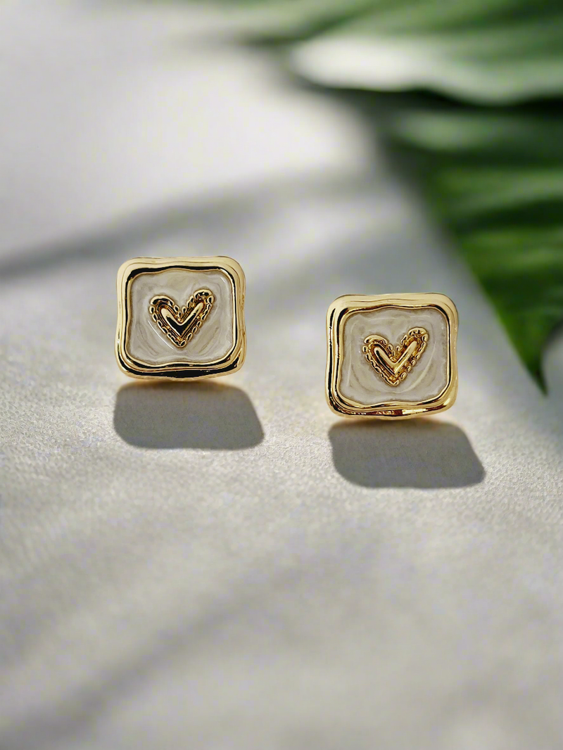 Gold and Enamel  Stud Earrings