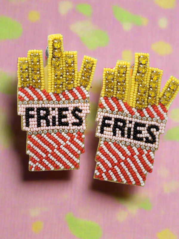 "FRIES" Beaded French Fries Earrings