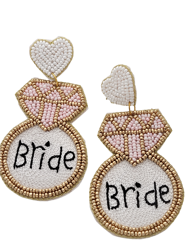 "Bride" Diamond Ring Beaded Earrings