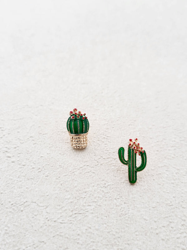 Cactus Bloom Mismatched Stud Earrings.